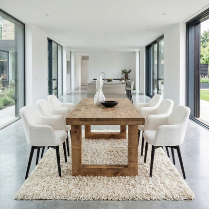 Grantham Wooden Square Dining Table Rustic Dine Thick Table with Wooden Square Legs Handmade Characteristic of the Countryside.