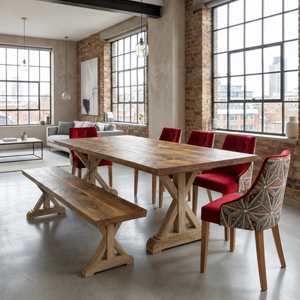 Brigg Straight Edge Dining Table Wooden Farmhouse XF Legs