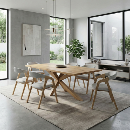 Sotby Oak Modern Dining Table Star Wooden Base