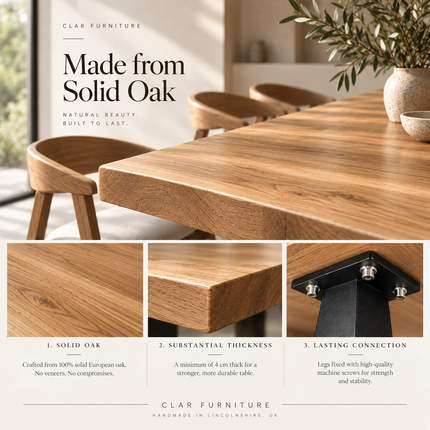 Firsby Solid Oak Live Edge Dining Set – Table, Bench & 2 Eske Brown Chairs | XF Steel Legs