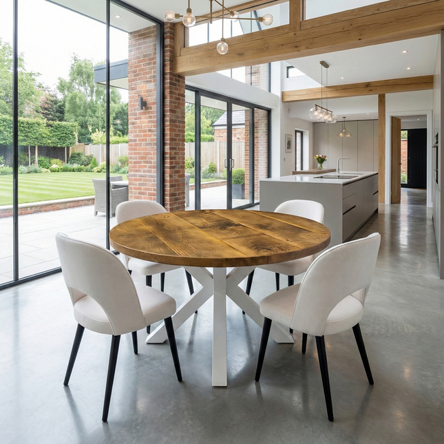 Irby Round Dining Table Vintage Star Leg Kitchen Table Rustic Industrial