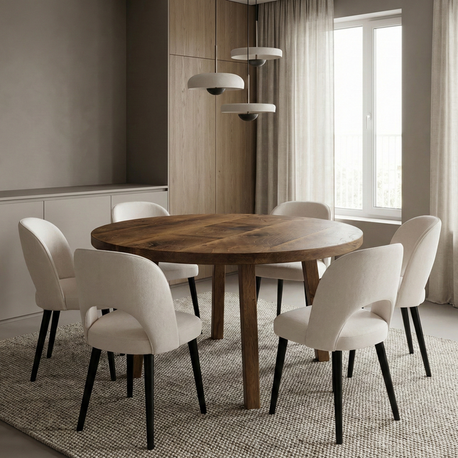 Round Dining Table Vintage Pin Square Leg