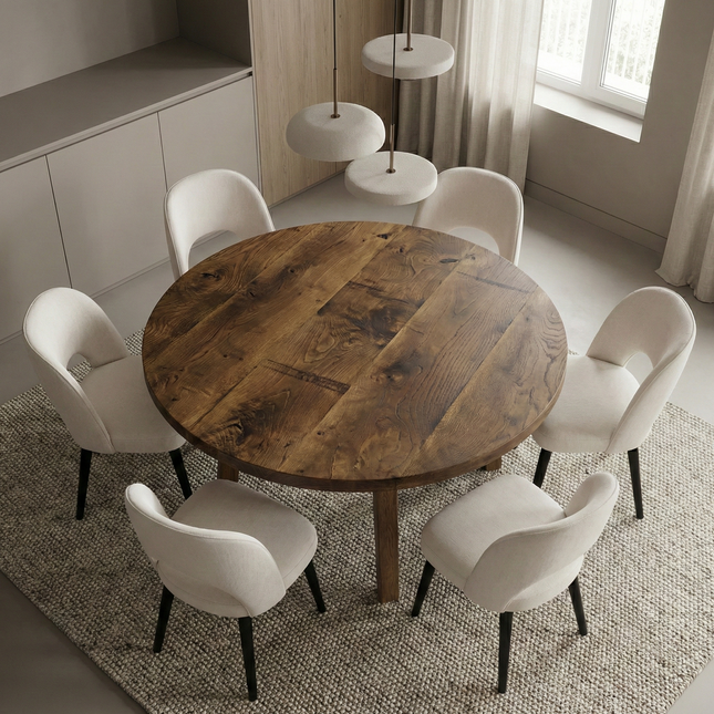 Round Dining Table Vintage Pin Square Leg