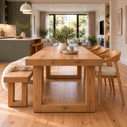 Boston Chunky Rustic Solid Oak Dining Table – Square Wooden Legs