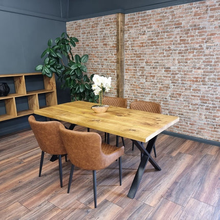 Barton Rustic Dining Table  Industrial Rustic Wood Steel Legs Cotswold