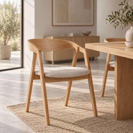 Eau Solid Oak Dining Table Set with 6 Aby Chairs
