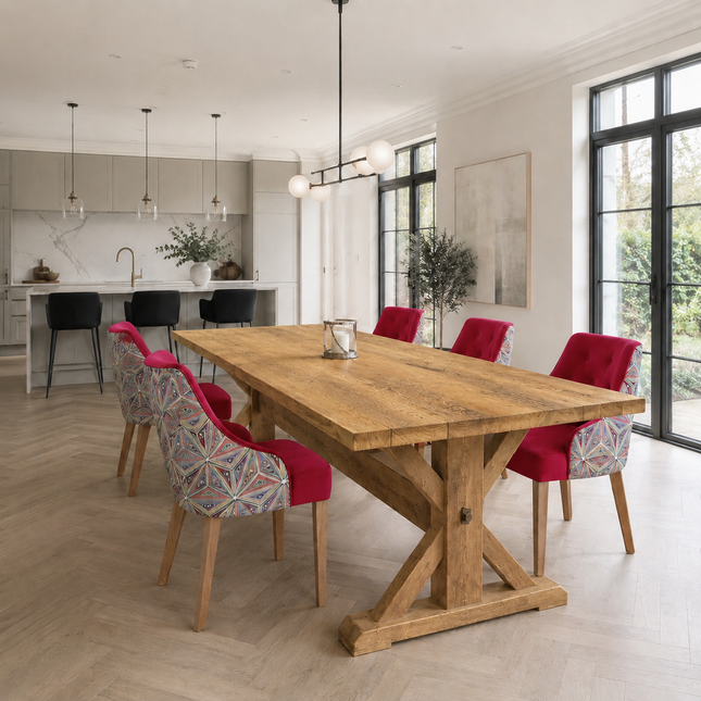 Brigg Rustic Dining Table Farmhouse X Beam Wooden Base