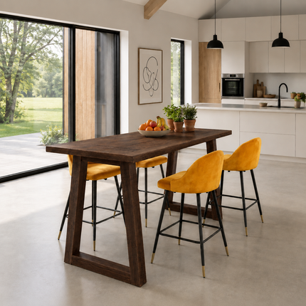 Brigg Straight Edge Breakfast Bar Trapezium Wooden Legs