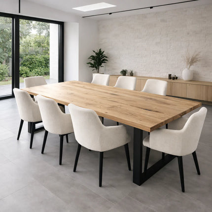 Hilton Solid Oak Dining Table Square Steel Legs