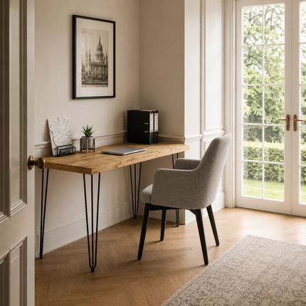 Brigg Rustic Desk 60cm  with Hairpin Industrial Metal Legs