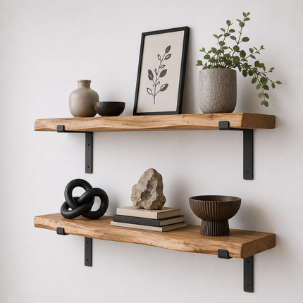 Firsby Live Edge Rustic Shelf Lipped Shaped Bracket