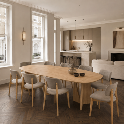 Ashton Solid Oak Danish Oval Dining Table with Wooden Base