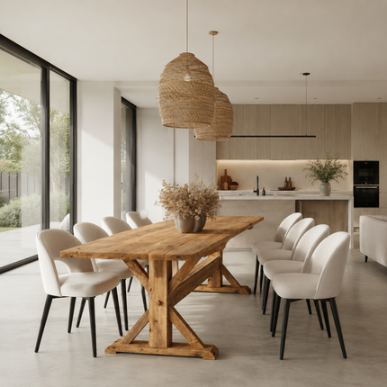 Brigg Rustic Dining Table Farmhouse X Beam Wooden Base