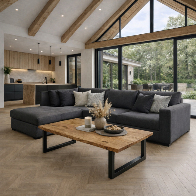 Firsby Coffee Table Square Steel Legs
