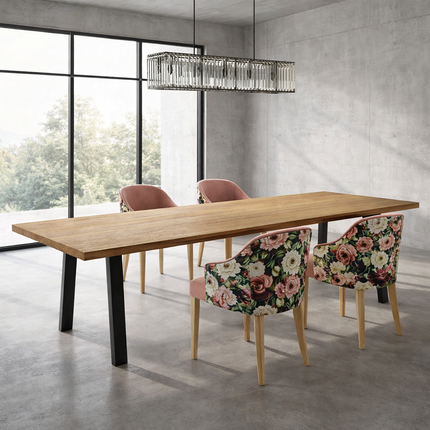 Markby Solid Oak Dining Table PIN Steel Legs