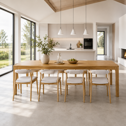 Milton Solid Oak Dining Table with Wooden Legs