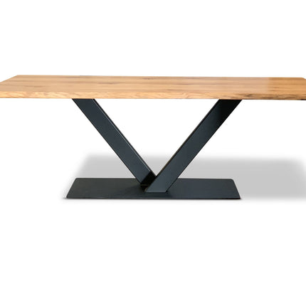 Bicker Solid Oak Dining Table Steel Base