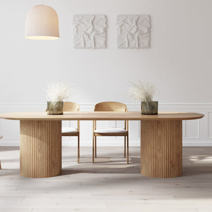 Moulton Oak Dining Table Steel Base