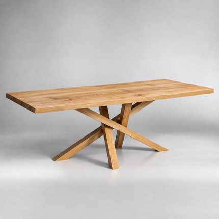 Derby Oak Modern Dining Table Crossover Wooden Base