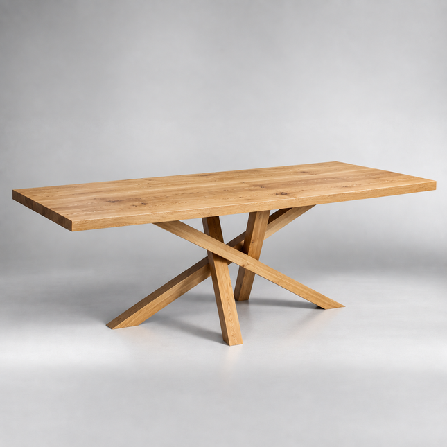 Derby Oak Modern Dining Table Crossover Wooden Base