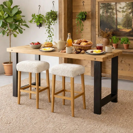 Stirling Oak Modern Breakafast Bar 300cm x 60 cm , Tosca colour , black 102cm leg/106 cm total height