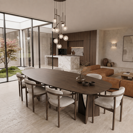 Ashton Solid Oak Danish Oval Dining Table with Wooden Base