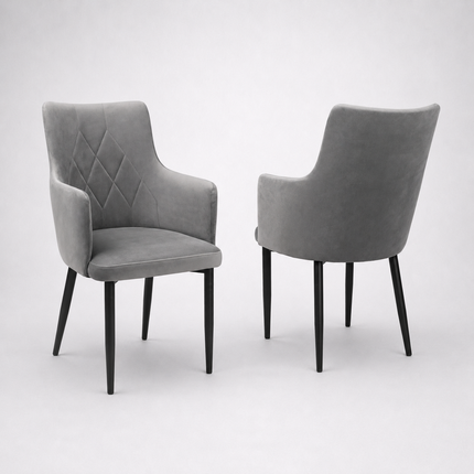 Dining chair Mario Pik with armrest and metal legs