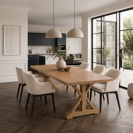 Tothill Solid Oak Dining Table with Wooden Farmhouse Legs