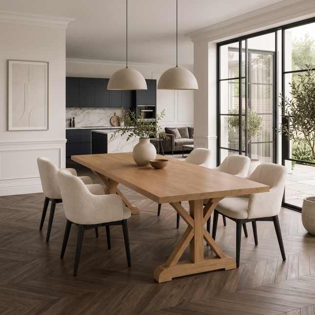 Tothill Solid Oak Dining Table with Wooden Farmhouse Legs