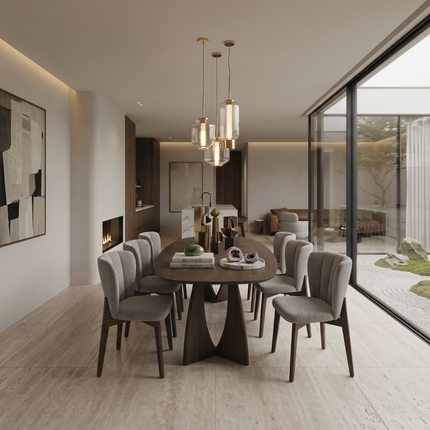 Pode Solid Oak Danish Oval Dining Table with Wooden Legs