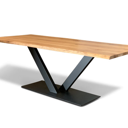 Bicker Solid Oak Dining Table Steel Base