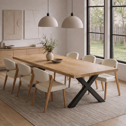 Somerby Solid Oak SET Table/6 Chairs - Solid Oak Dining Table/Chairs Rocco