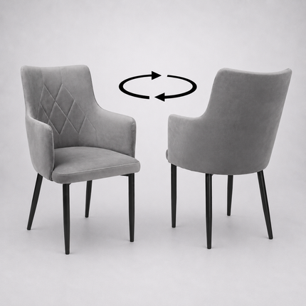 Swivel chair Mario Pik with armrest and metal legs