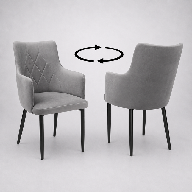 Swivel chair Mario Pik with armrest and metal legs