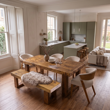 Boston Chunky Rustic Solid Oak Dining Table – Square Wooden Legs