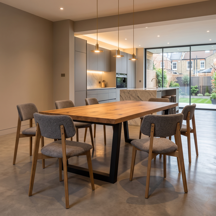 Elsham Solid Oak Dining Table Chunky V Steel Leg