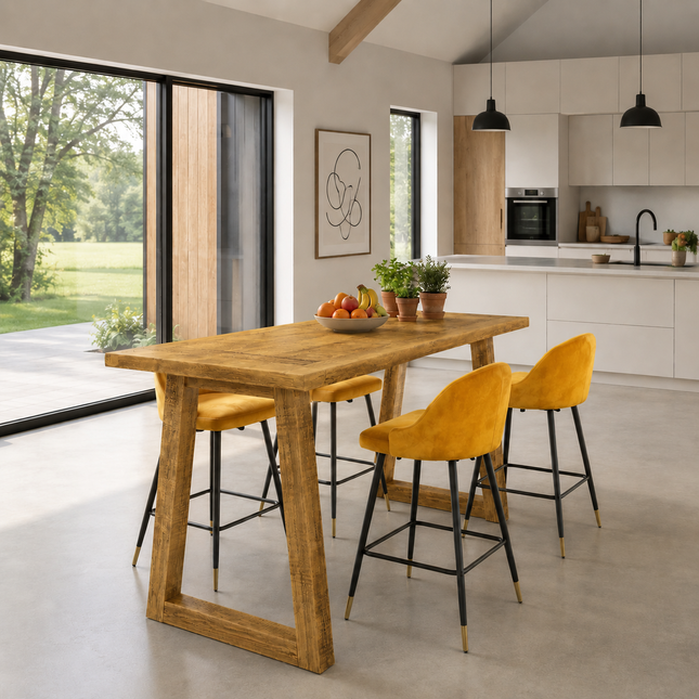 Brigg Straight Edge Breakfast Bar Trapezium Wooden Legs