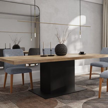 Swarby Solid Oak Dining Table Steel Base