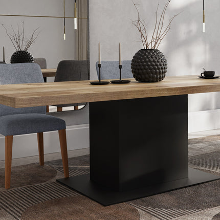 Swarby Solid Oak Dining Table Steel Base
