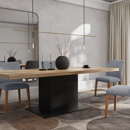 Swarby Solid Oak Dining Table Steel Base