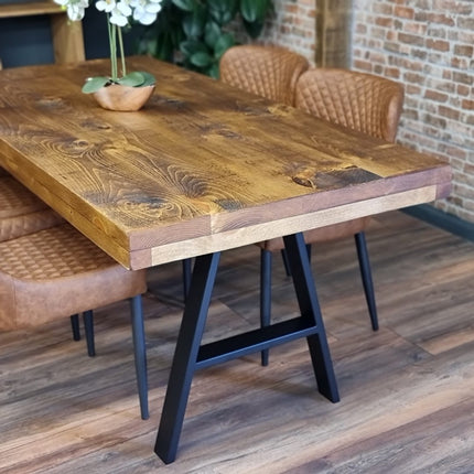 Grantham Thick Dining Industrial Dining Table A Frame Steel Legs