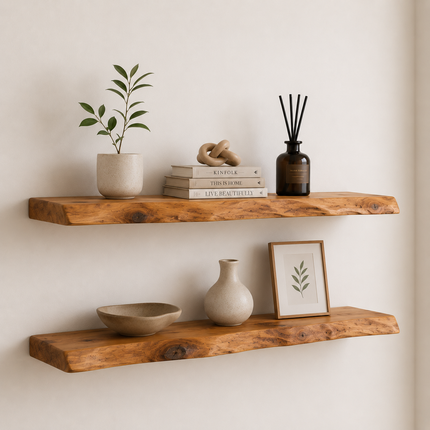 Firsby Live Edge Rustic Floating Shelf