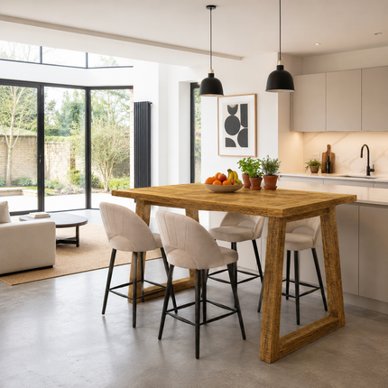 Brigg Straight Edge Breakfast Bar Trapezium Wooden Legs