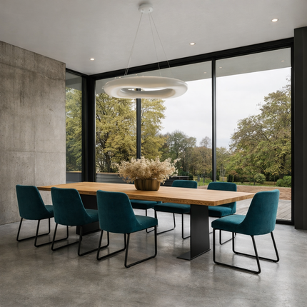 Midville Solid Oak Dining Table Steel Leg