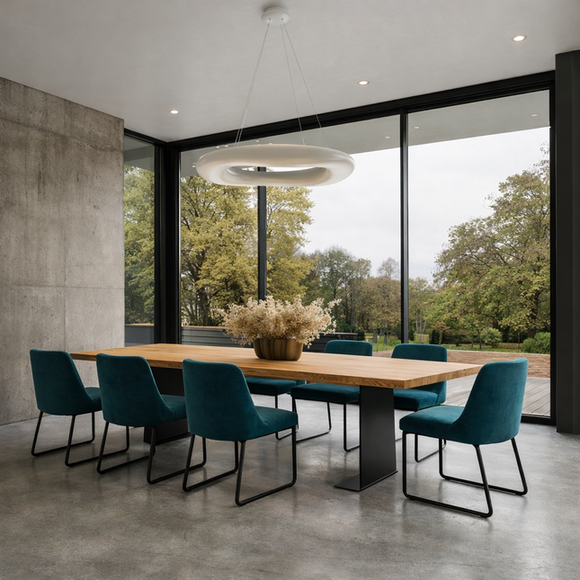 Midville Solid Oak Dining Table Steel Leg
