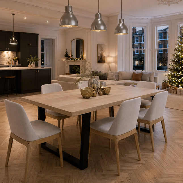 Elsham Solid Oak Dining Table Standard Steel Leg