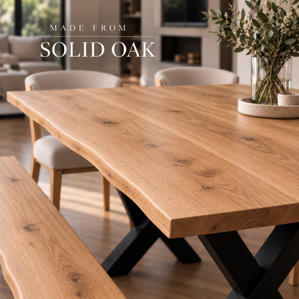 Paraiso Solid Oak Live Edge Dining Set – Table, Bench & 5 Paradiso Chairs
