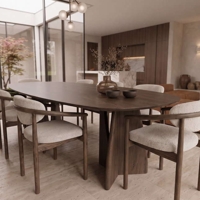 Ashton Solid Oak Danish Oval Dining Table with Wooden Base