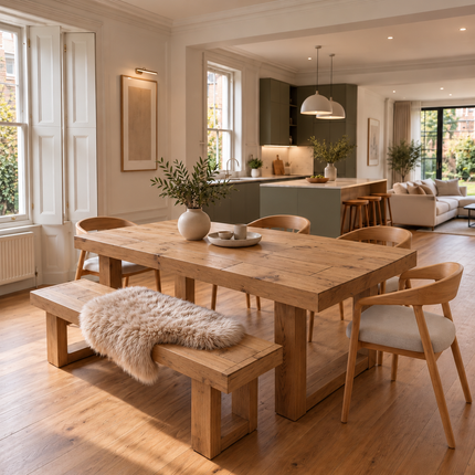 Boston Chunky Rustic Solid Oak Dining Table – Square Wooden Legs