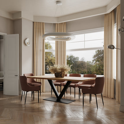 Bicker Solid Oak Dining Table Steel Base